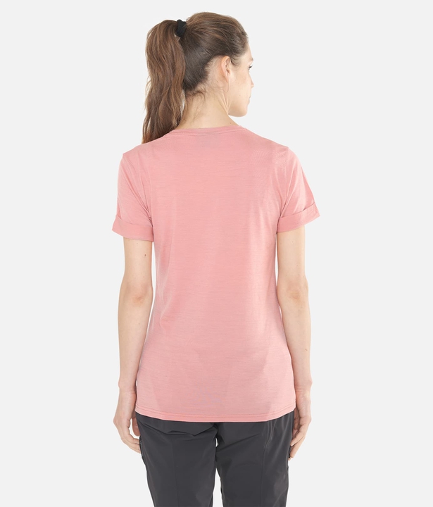 T-Shirt Damen Merino-Kurzarmshirt Chevron Blend 
